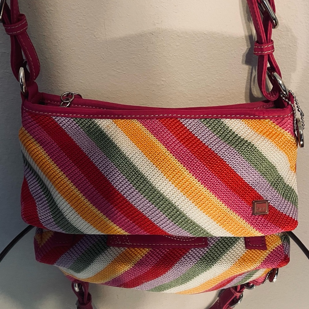 The Sak Pink Multicolor Diagonal Stripe Shoulder Bag - Picture 2 of 9